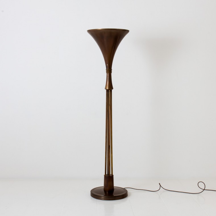 Italian Brass Torchiere Floor Lamp