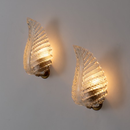 Pair of Murano 'Leaf' Sconces